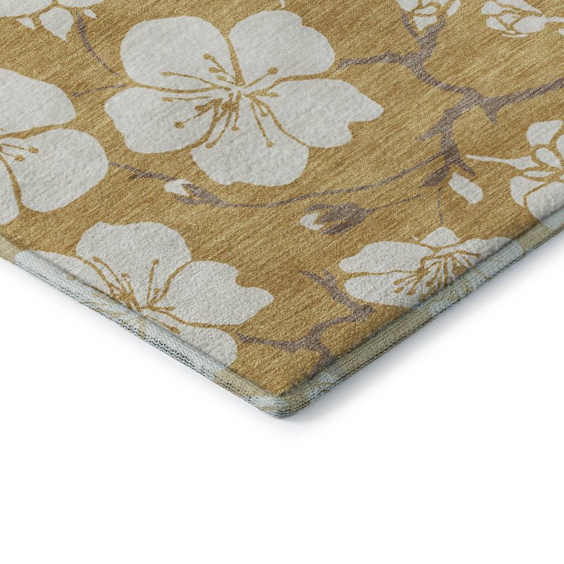 Premium Machine Washable Birchview AMF1032 Floral Rug, Rectangle 1'8" x 2'6"