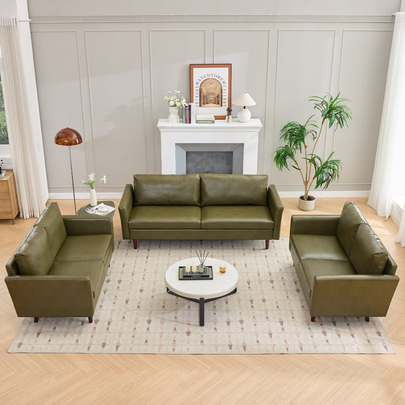 Bobur 3 - Piece Living Room Set, Olive Green