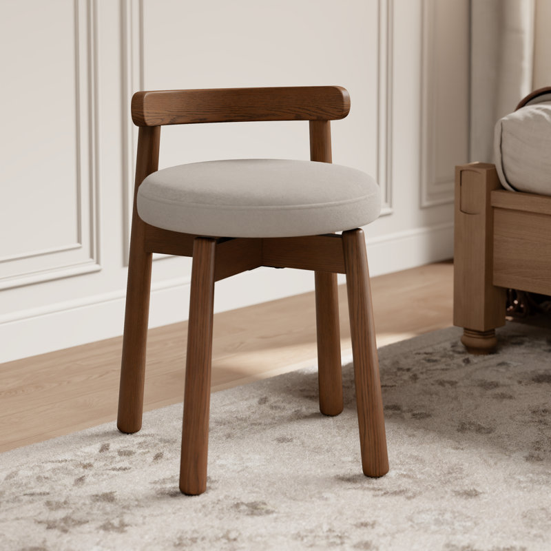Solid Wood Swivel Dressing Chair, Brown
