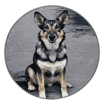 Washable Norwegian Elkhound Dogs Area Rug