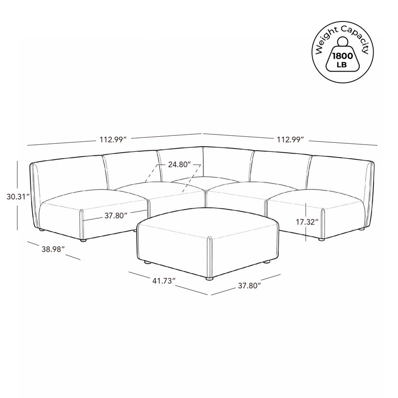 Canapé modulaire rembourré