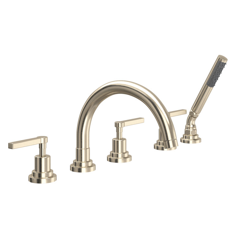 Lombardia® 5-Hole Deck Mount Roman Tub Faucet, Satin Nickel, Lever Handle