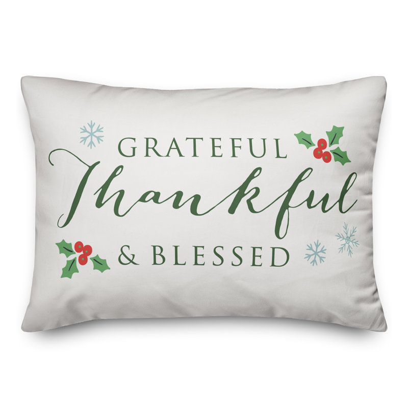  Coussin lombaire rectangulaire Grateful Thankful, Blanc