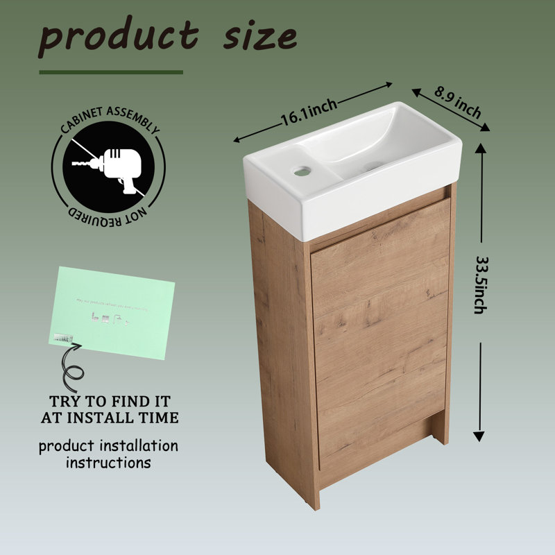 Rasu 16.13'' Single Bathroom Vanity with Ceramic Top