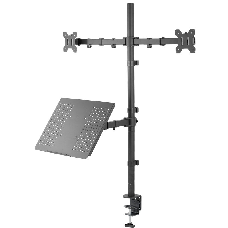 Support de bureau double très haut avec support pour ordinateur portable