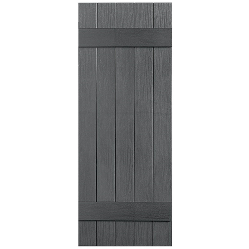 Paire de volets en vinyle fermés à deux lattes et cinq planches, 31 po, Gris