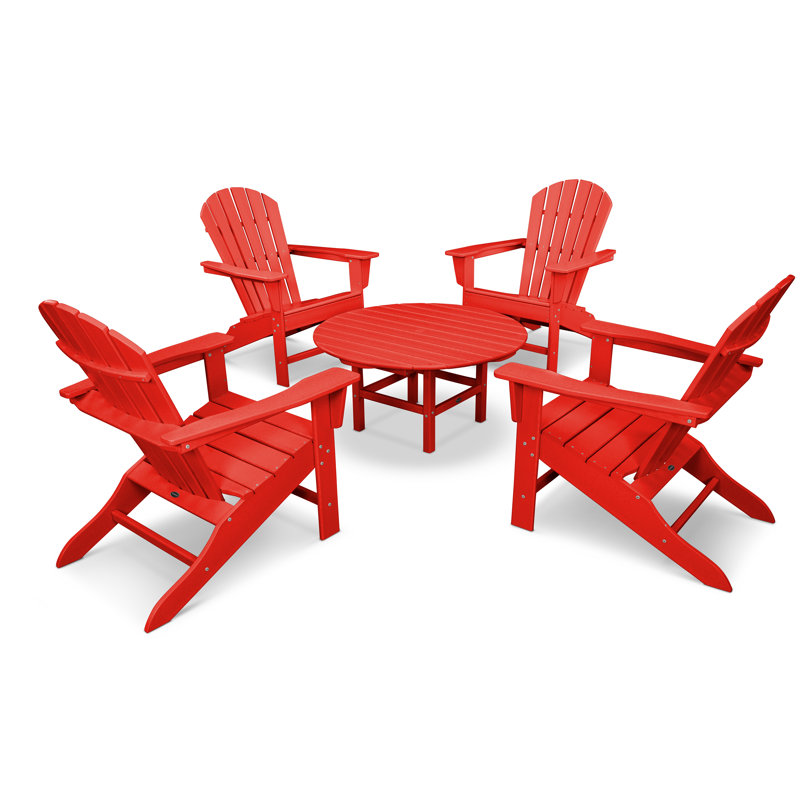 POLYWOOD South Beach 5-Piece Conversation Group, Sunset Red
