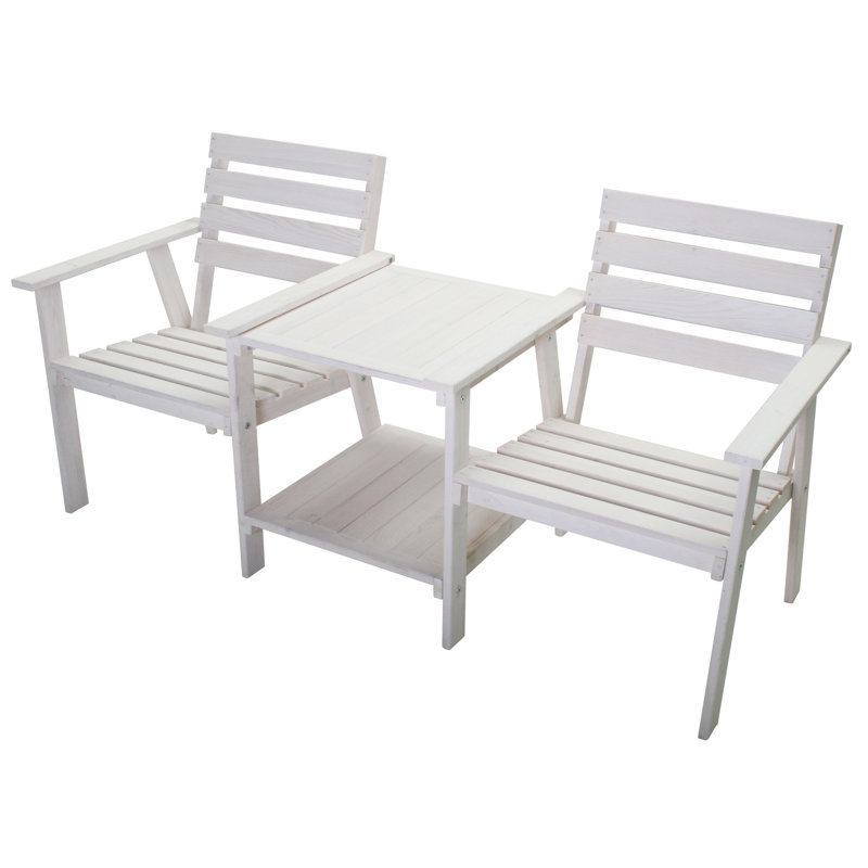 Palomar Wooden Love Seat, White