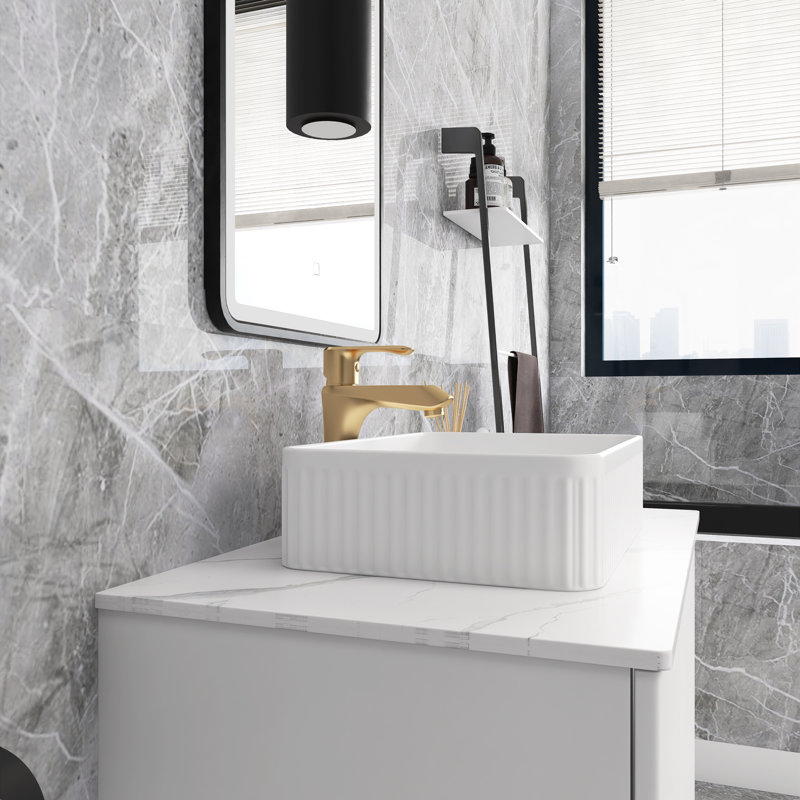 Boika Single Bathroom Vanity with Ceramic Top, White