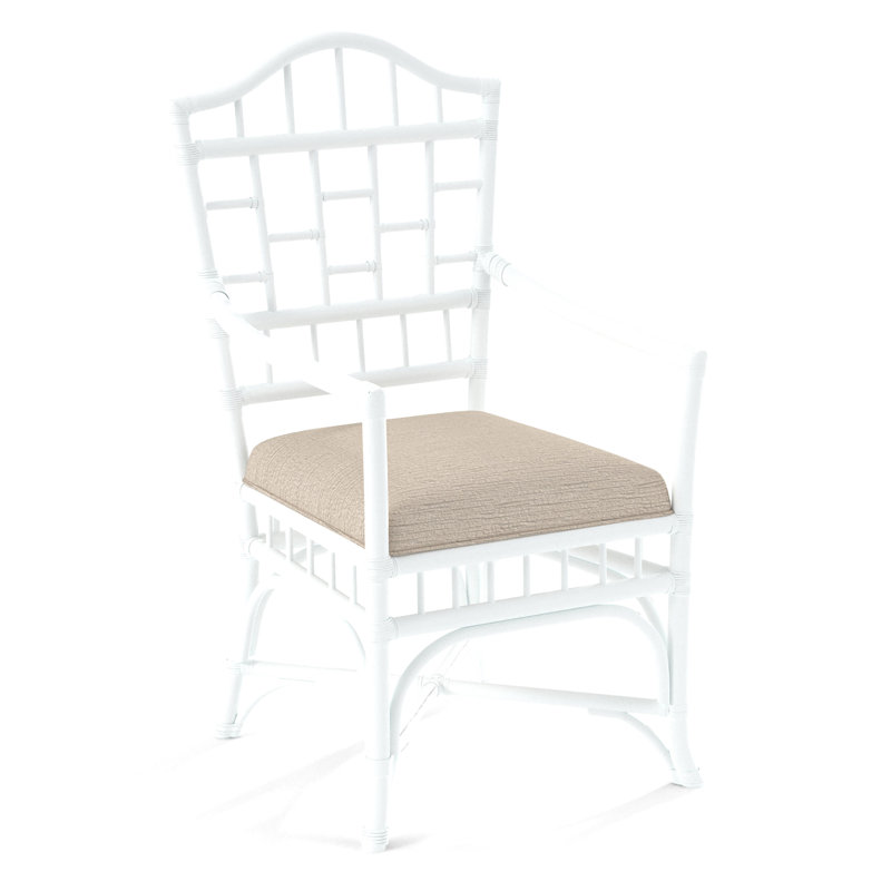 Chippendale Upholstered Arm Chair, Frost White, White Performance Fabric; 0851-94