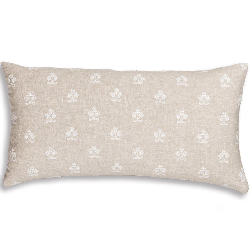 Housse et insert de coussin Hamachi, Lin floral 1, Polyester, Rectangle H 14 po x l 36 po