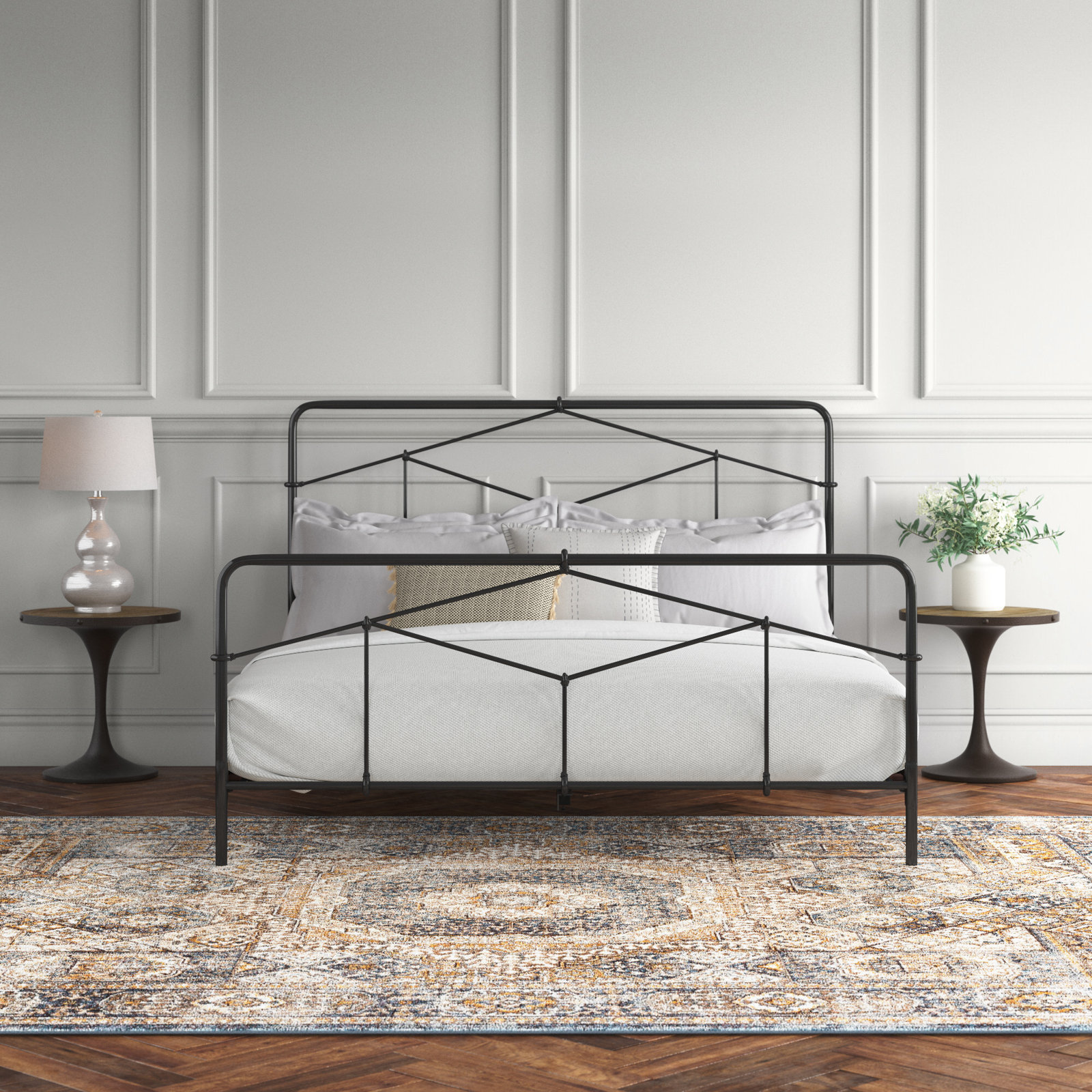 Armaud Open-Frame Bed, King, Vintage Black