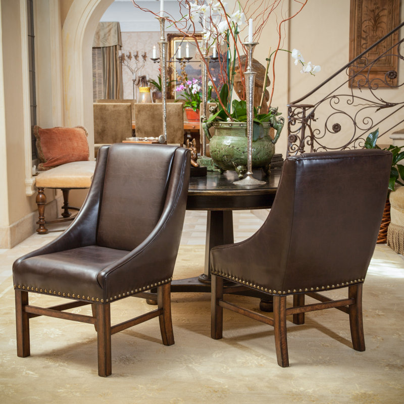 Wokingham 20'' H Fabric Upholstered Side Chair, Brown, 2