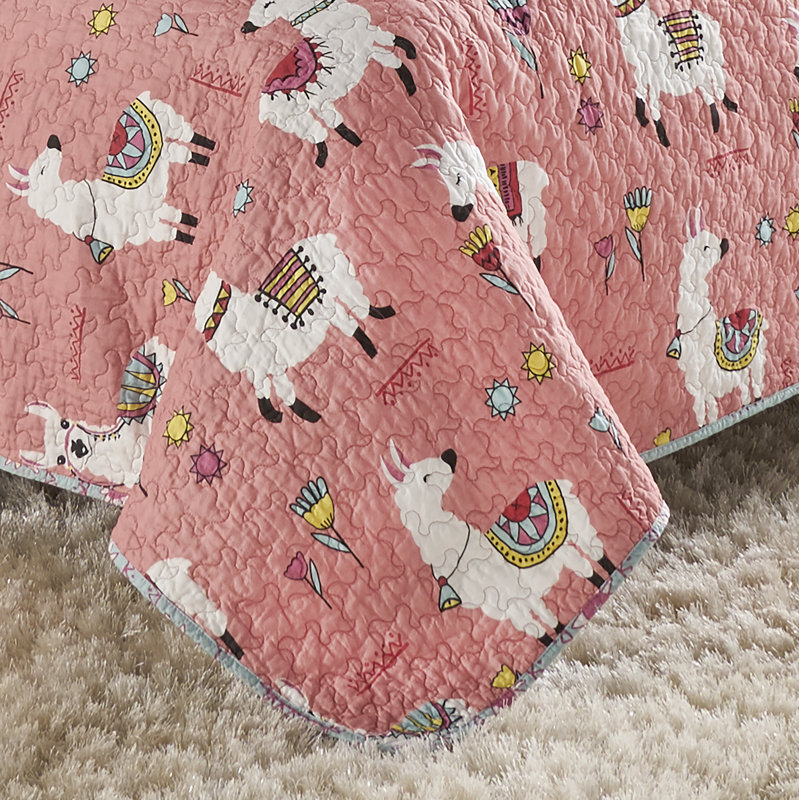 Vue Llama Drama Reversible 3 Piece Quilt Set, King, King