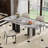 Jahiel 78" Modern Retangular Dining Table for 8-10, Glossy Grey Faux Marble Table top, Stainless Steel Legs