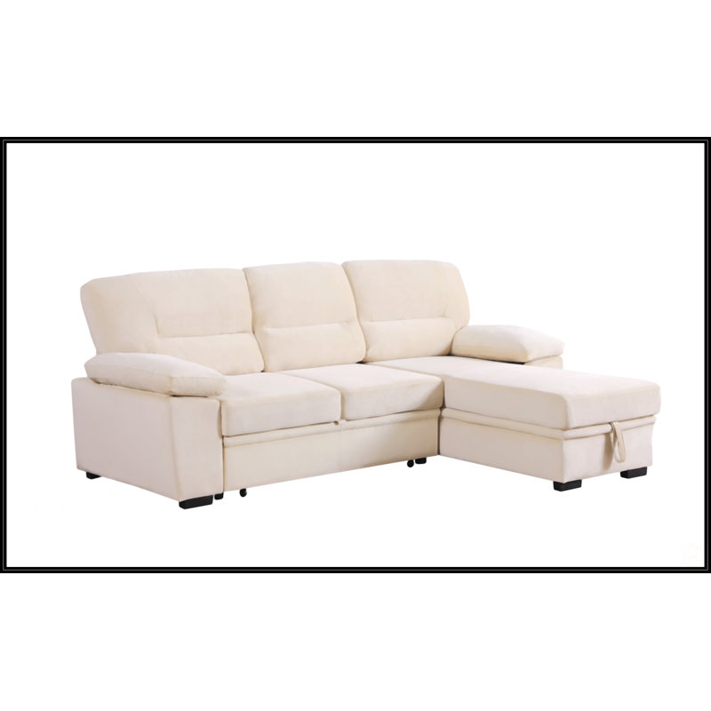 Canapé-lit modulaire réversible en tissu de velours 97,5 po Kipling, Beige