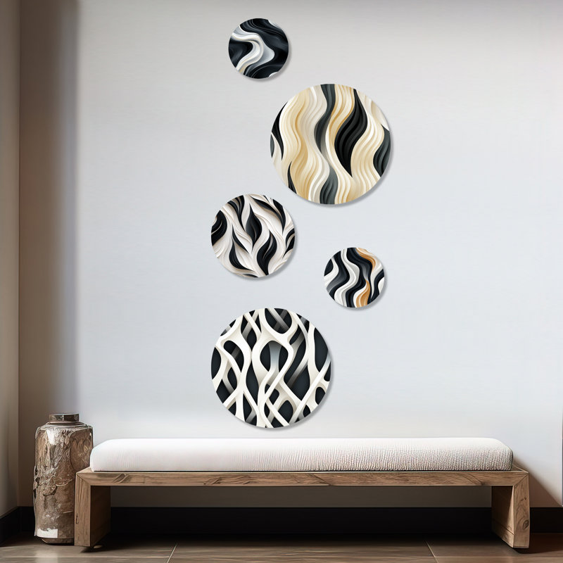 Corenzo - Ensemble abstrait d'art mural rond moderne de 5