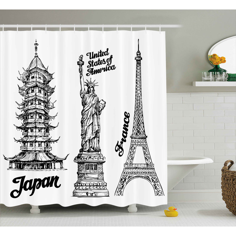 Rideau de douche simple pour l’immeuble touristique japan japan, H 75 po x l 69 po