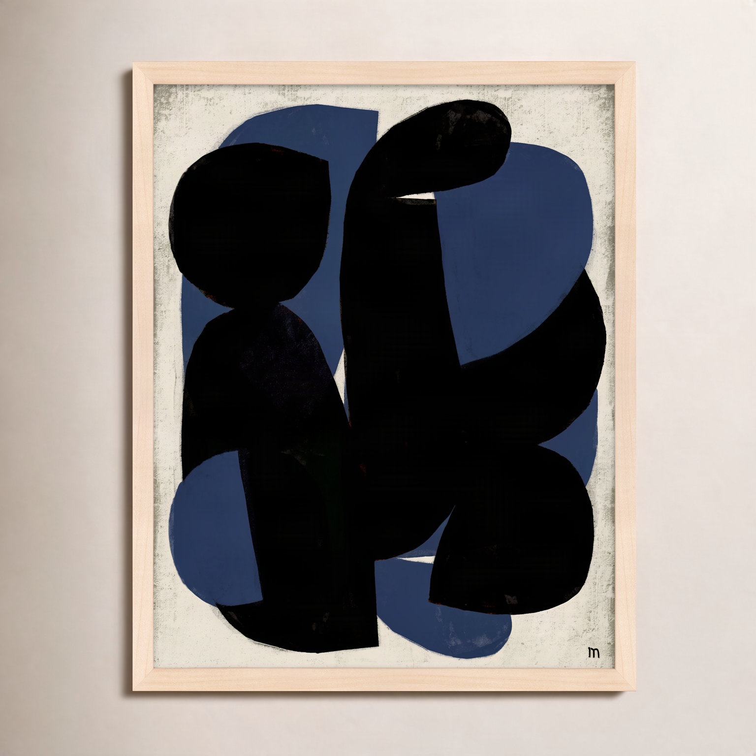 Blue Note Painting, 50" H x 40" W x 1.25" D, Maple Framed Paper