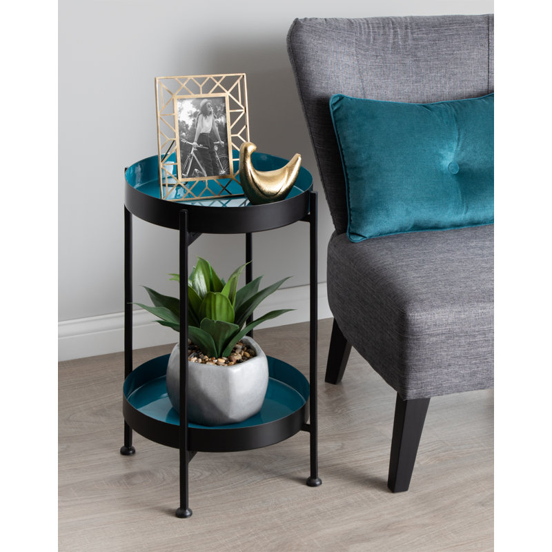 Antonne End Table, Black, Teal