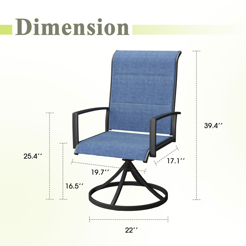 Chaise de patio rembourrée 360 °, Bleu