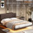 Floating Bed Frame With Remote Led Lights, Full Size Modern Pu Platform Bed, Coffee, Build Leather And Metal Legs, , Smooth Setup Experience-125572973-125572974