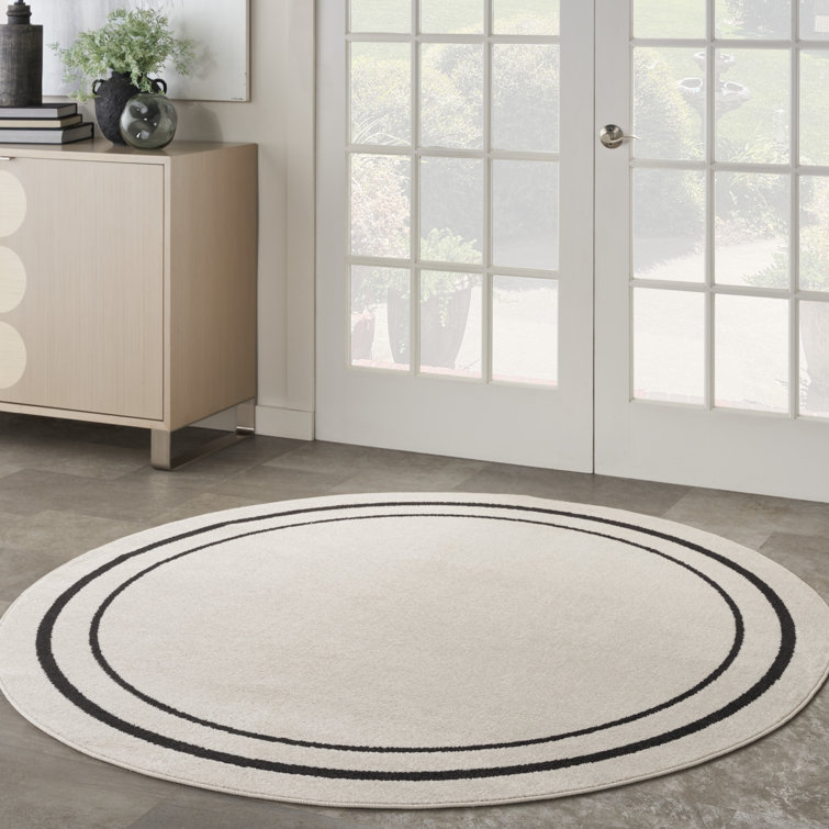Arvell Abstract Machine Woven Chenille Indoor/Outdoor Area Rug in Off-White