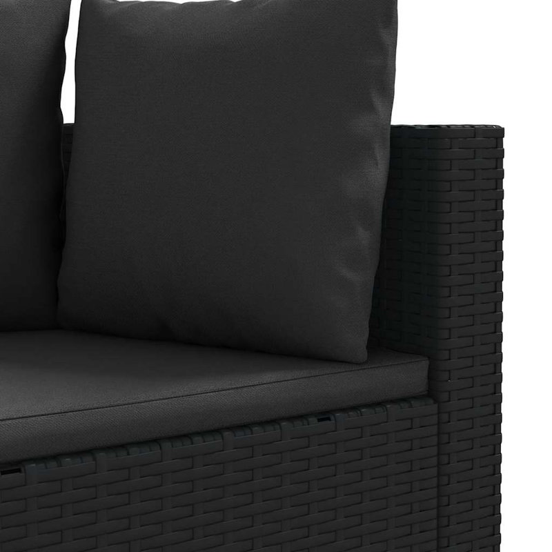  Ensemble de 4 canapés de patio modulaires en PE, Coussin noir / structure noire