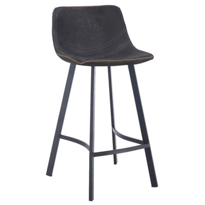 Banaz Upholstered and Faux Leather Bar Stool with Steel Frame