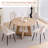 5 Pieces Round Dining Table Set for 4, 47" Wood Kitchen Table with 4 Beige Upholstered Boucle Chairs-657348984-700289890