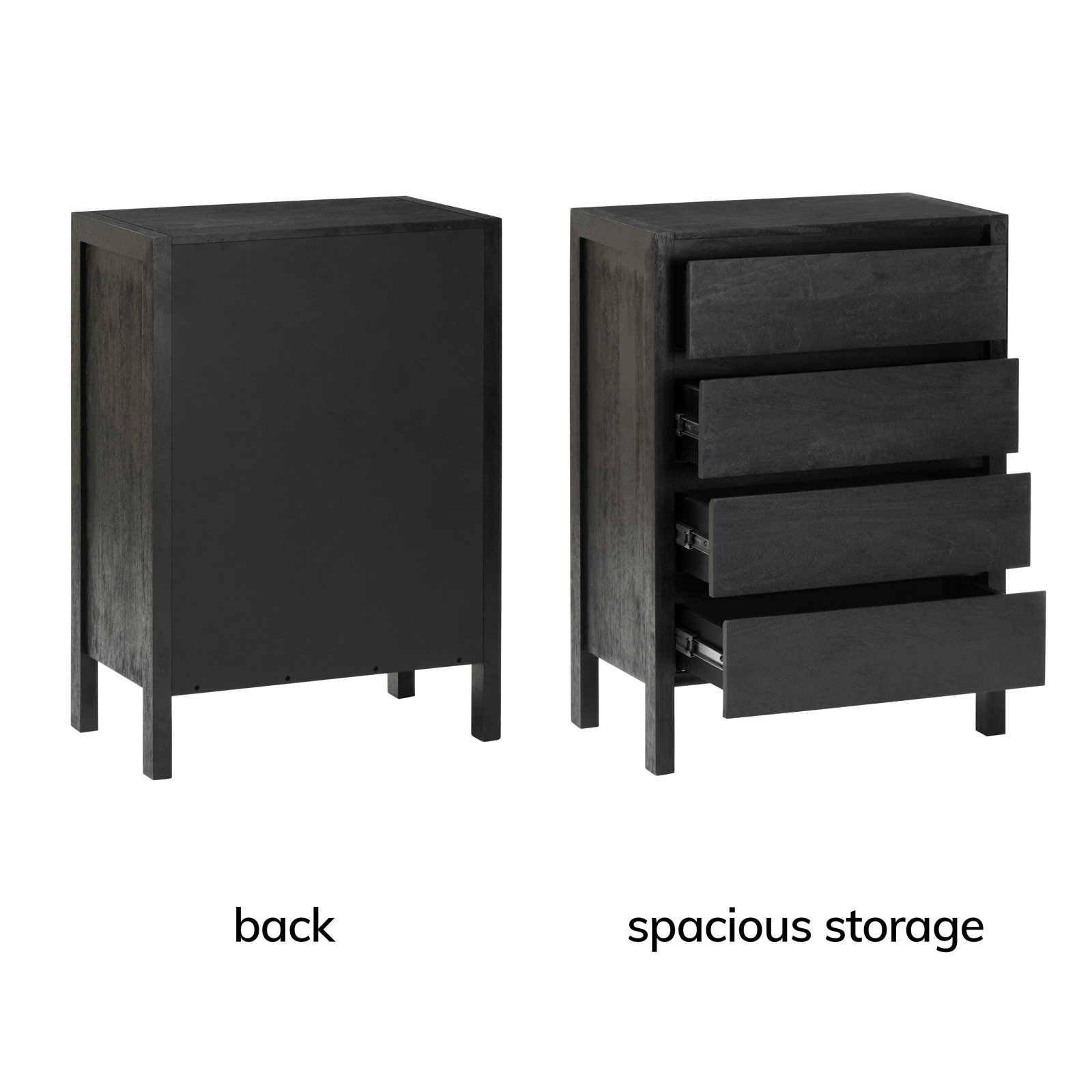Stills Solid Wood Dresser and Chest, Black