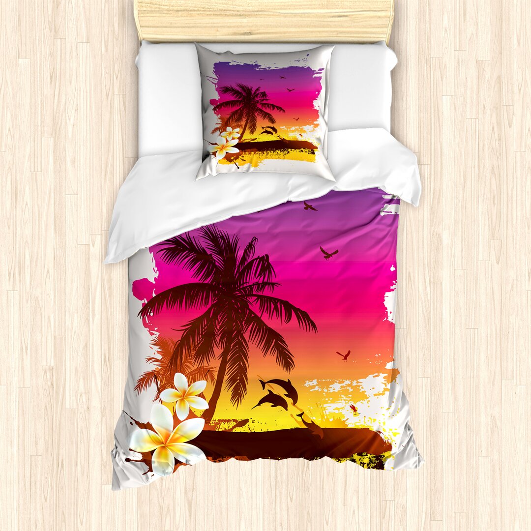 Bettbezug Set, Tropical Beach Sunset, Luau, Mehrfarbig