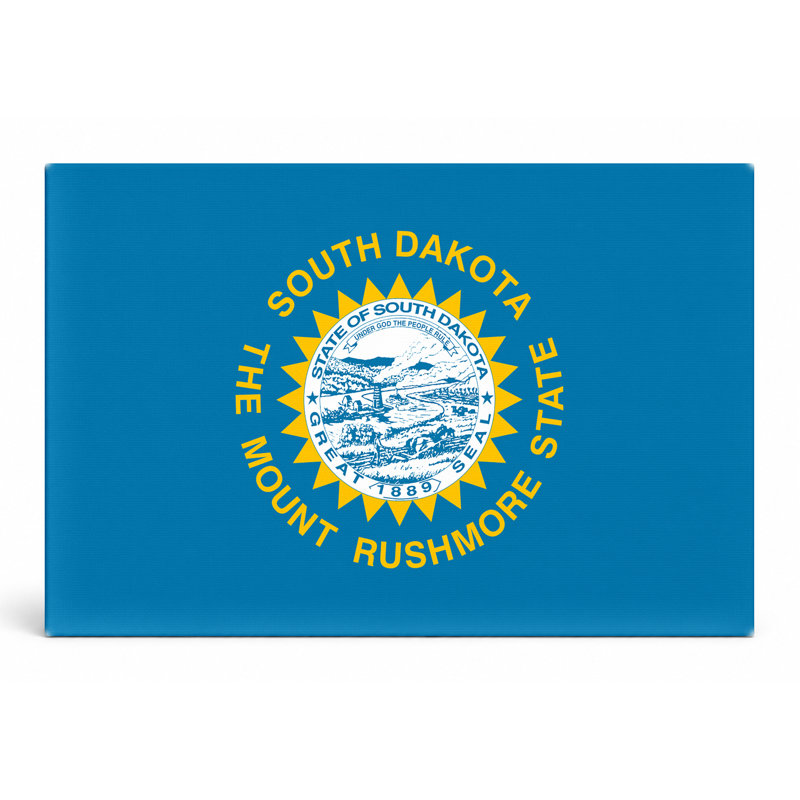 South Dakota State Flag - Art mural sur toile paysage, 14" W x 11" H