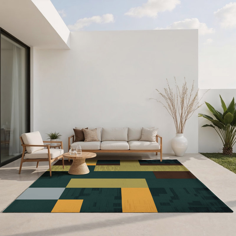 Tapis intérieur et extérieur Terrain Mosaic, Rectangle 1 pi 6 po x 2 pi 6 po