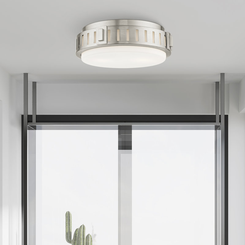 Alioune Flush Mount, Brushed Nickel, 4.5" H x 13" W x 13" D, 2