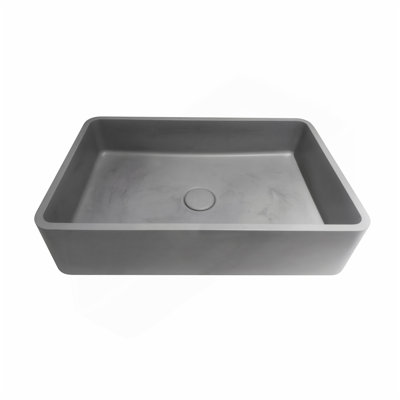 19.68'' Concrete Vessel Rectangular Modern Gray Bathroom Sink