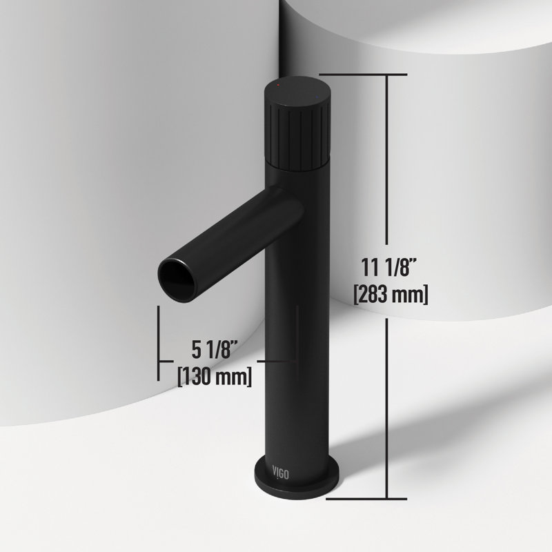 Ashford 11" H Single Handle Vessel Sink Bathroom Faucet, Matte Black