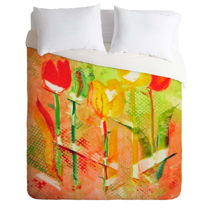 Housse de couette Citrus Tulips, Housse de couette grand et 2 taies d'oreiller stan, Pièce unique