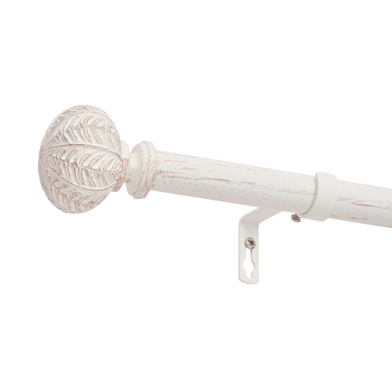 Jacarion Adjustable Overall Width x 1'' Diameter Single Curtain Rod, 28" - 48", White