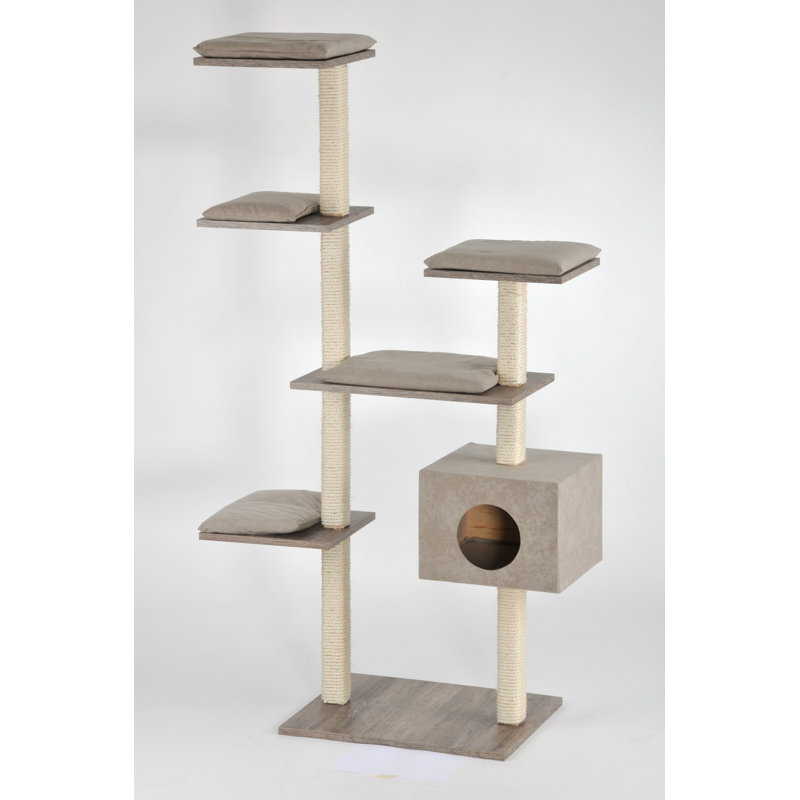 175cm H Cat Tree, Grey/Sand