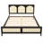 Farmhouse Wood Platform Bed with Rattan Headboard, Solid Wood Slats, Easy Assembly, Walnut/Black Finish-327339217-327339219