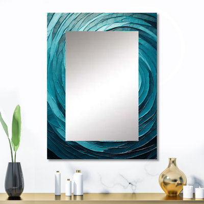 Teal Twisting Tranquillity Spiral II - Modern Rectangular Wall Mirror