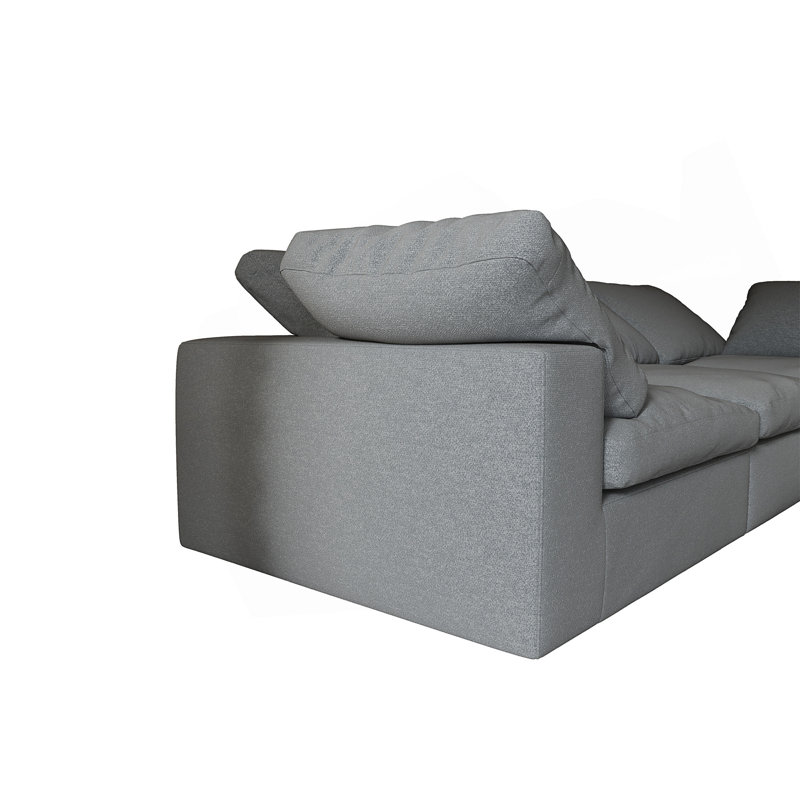 Chenille Fabric Upholstered Boneless Sofa, Oversized Comfy Cloud 3-Seater Sofa Couch, Double Plush Cushion For Living Room,Grey