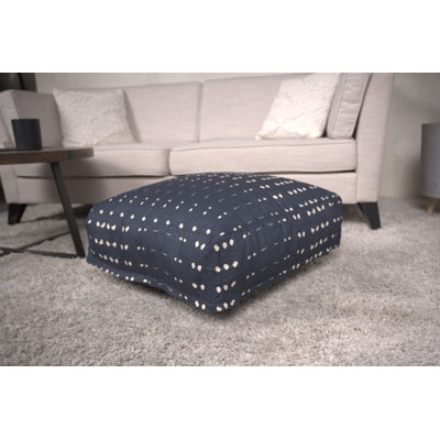 Pouf carré en tissu, bleu foncé