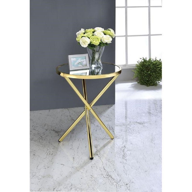 Compton Martin Glass Top End Table, Glass, Gold