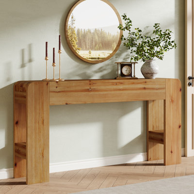 Console en bois massif de 63 po, canapé de ferme pour entrée, finition naturelle