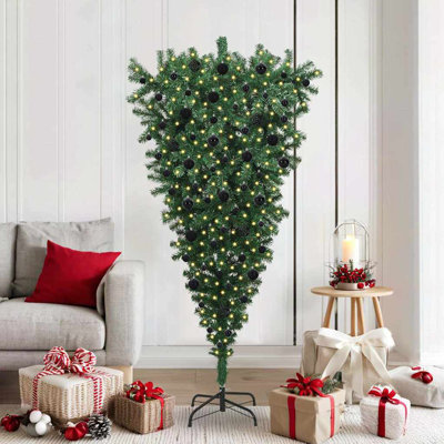 vidaXL Upside-down Artificial Pre-lit Christmas Tree with Ball Set