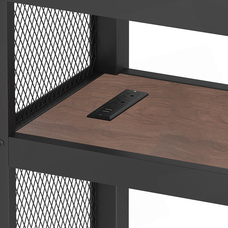 Lit mezzanine simple TG avec bureau, escalier de rangement, lumières DEL et ports USB pour optimiser l'espace intelligent.