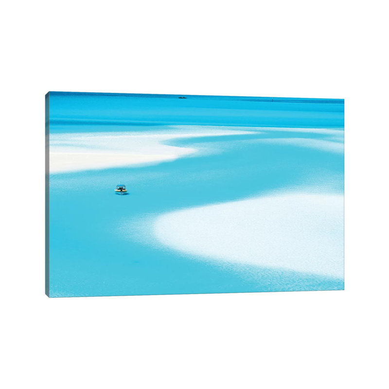 Sand Patterns Hill Inlet With Zodiac Boat, 66.04 cm H x 45.72 cm W