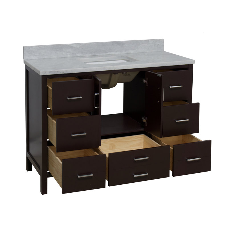 Ensemble de meuble-lavabo simple 48 po Kiara, Chocolat, Marbre